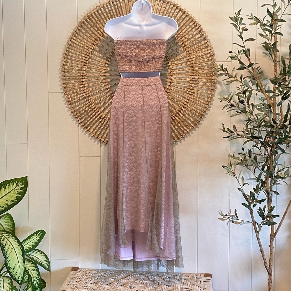 Free People Shape Of You Maxi Skirt Set New without tag Size XS Sandy Pink Combo - Picture 7 of 13